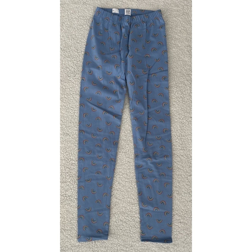 NEW Girls Gap Leggings Blue With Rainbow Print Size 10 NWT Rainbows Red Yellow